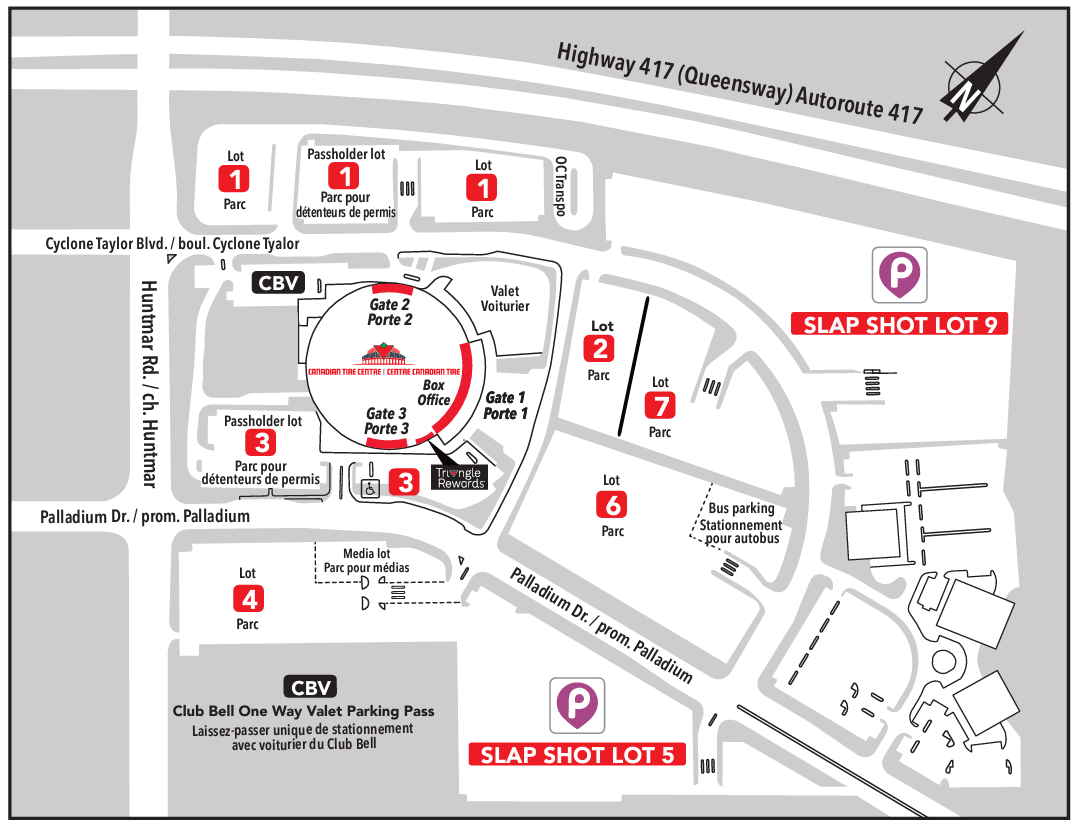 Canadian Tire Centre parking map